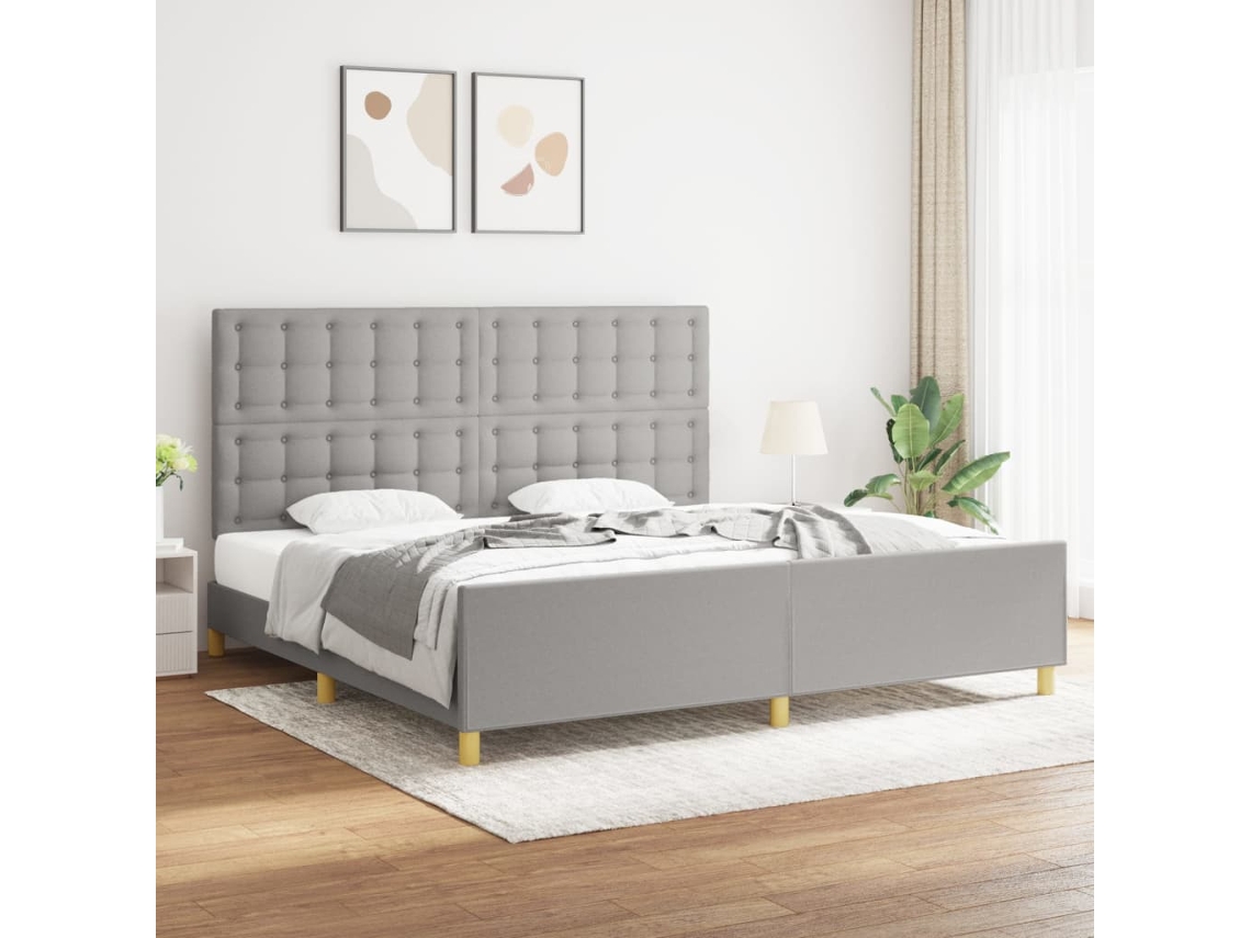 vidaXL Estrutura de cama 200x200 cm tecido cinzento-claro