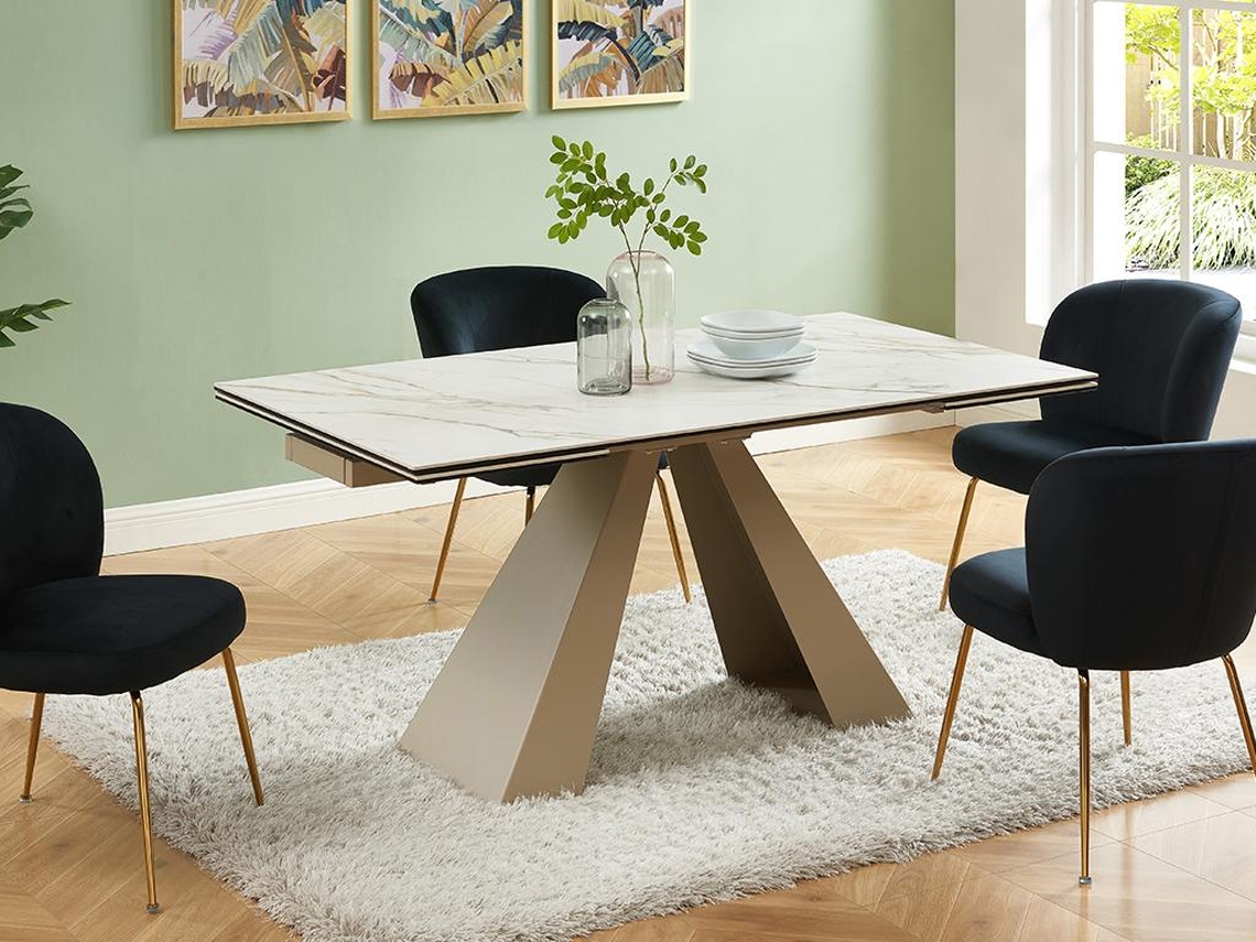 Mesa de Refeição Extensível VENTE-UNIQUE (240 x 90 x 76 - Cristal - Bege)