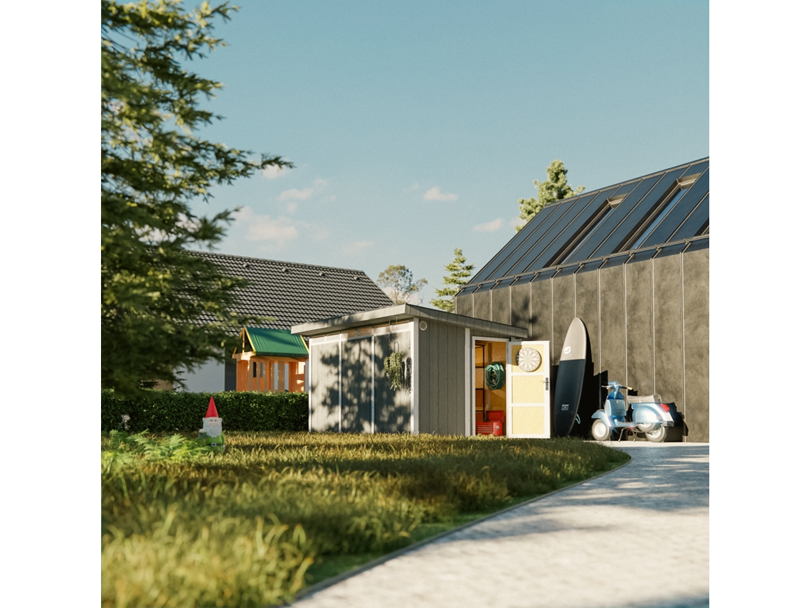 Abrigo de Madeira TIMBELA Painéis Derivados Lp Smartside 8,7 m² com Piso e Ladrilhos Betuminosos L279xh412xh237 cm M904 Harvest Honey