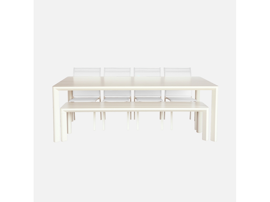 Mesa De Jardim Em Alumínio 1 Banco 4 Cadeiras, Beige Sweeek