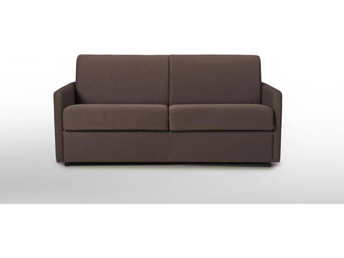 Sofá Cama Calife VENTE-UNIQUE (Castanho - Tecido e Veludo - 170x94x85 cm/Dimensões da cama: 140-159 cm)