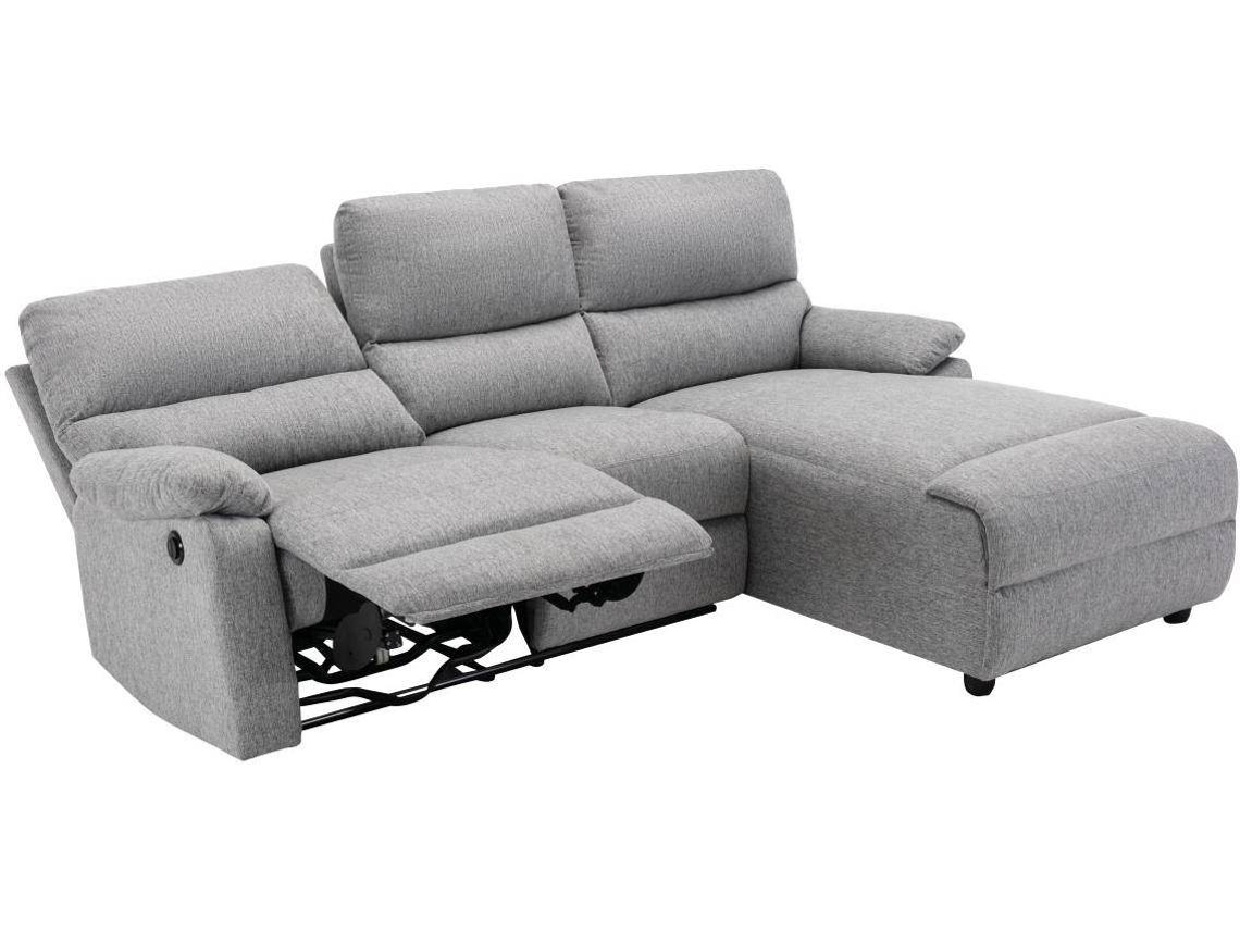 Sofá Relax Lunano VENTE-UNIQUE (Cinzento Claro - Tecido e Veludo - 234x170x98 cm)