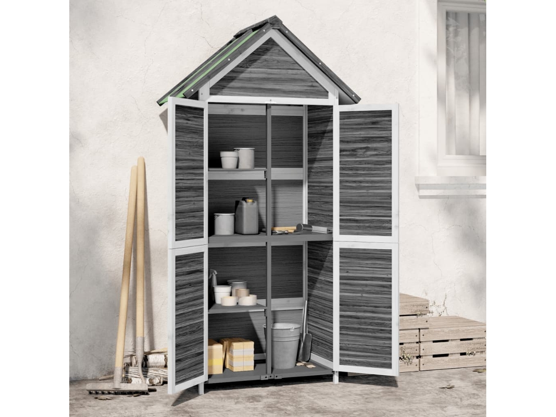 Abrigo de Madeira VIDAXL Para Ferramentas Cinzento de Pinho (89x52,5x175 cm)