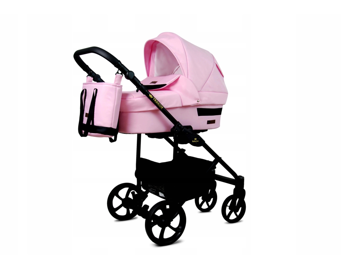 Carrinho De Bebé Multifuncional Babylux Trailux 4 Em 1 -light Pink - Ajustável E Dobrável Construção Leve Em Alumínio - Acessórios