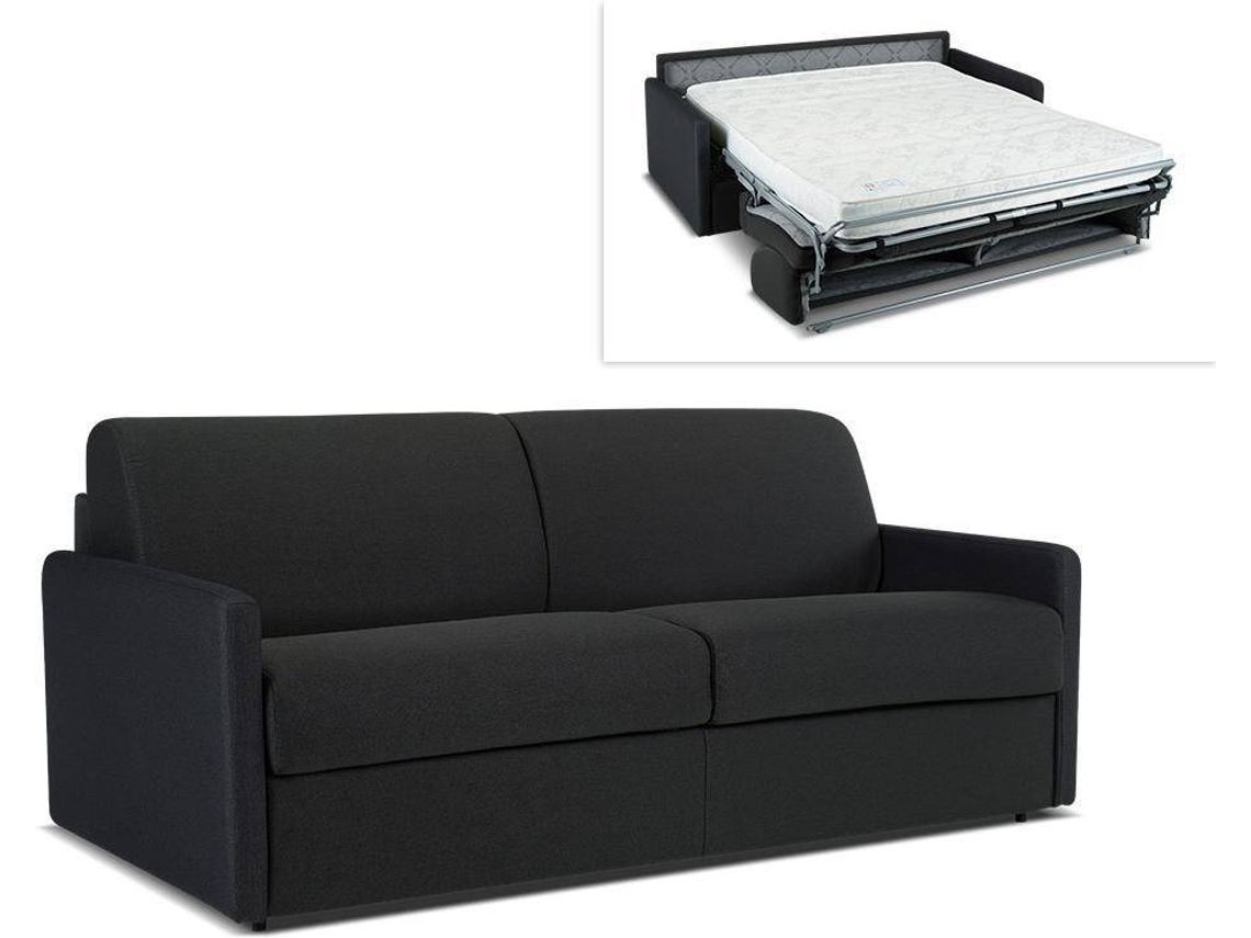 Sofá Cama Calife VENTE-UNIQUE (Vermelho - Tecido e Veludo - 190x94x85 cm/Dimensões da cama: 160-179 cm)