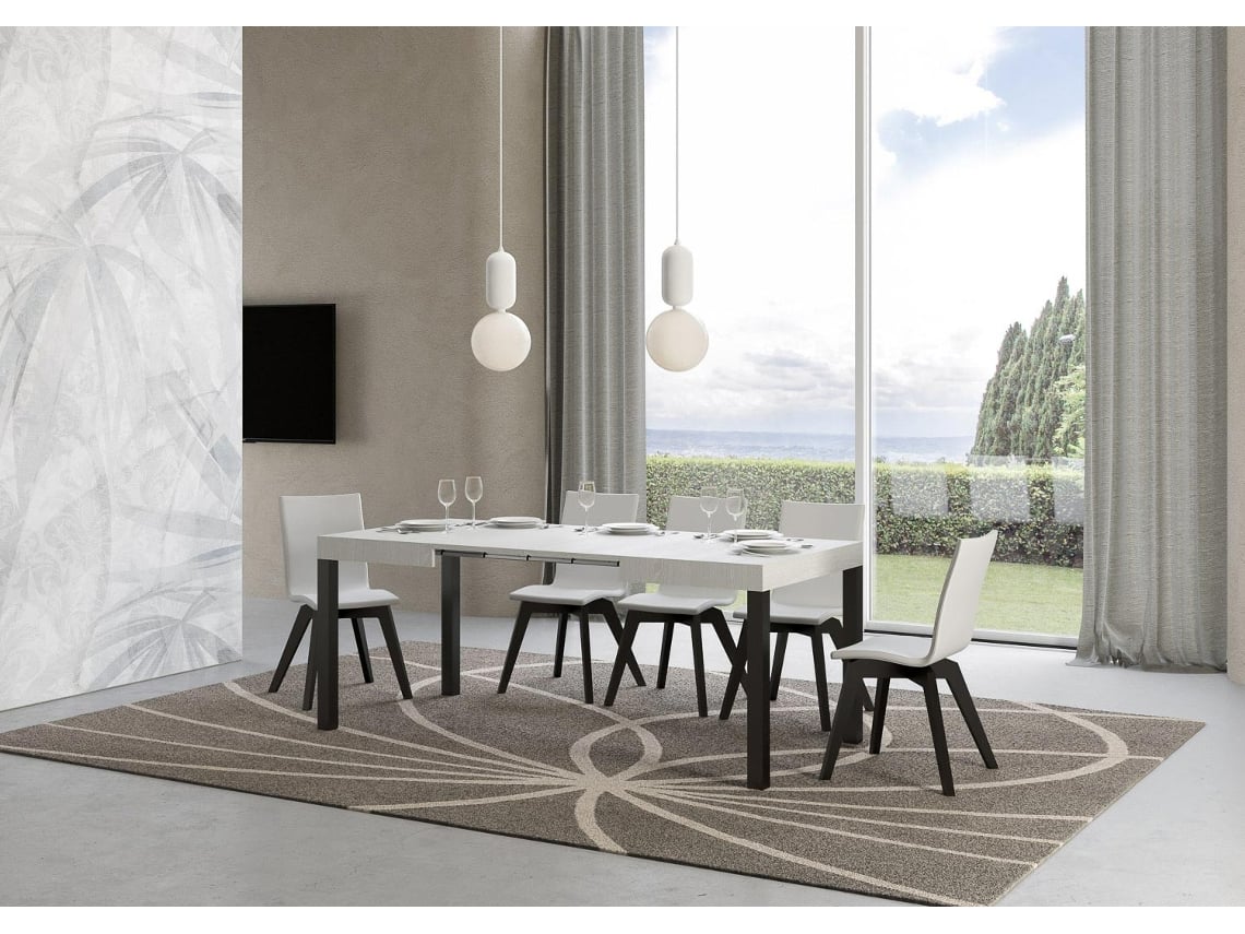 Mesa de Jantar Extensível 70X110/194 Cm Everyday Cinza Branca Quadro Antracite