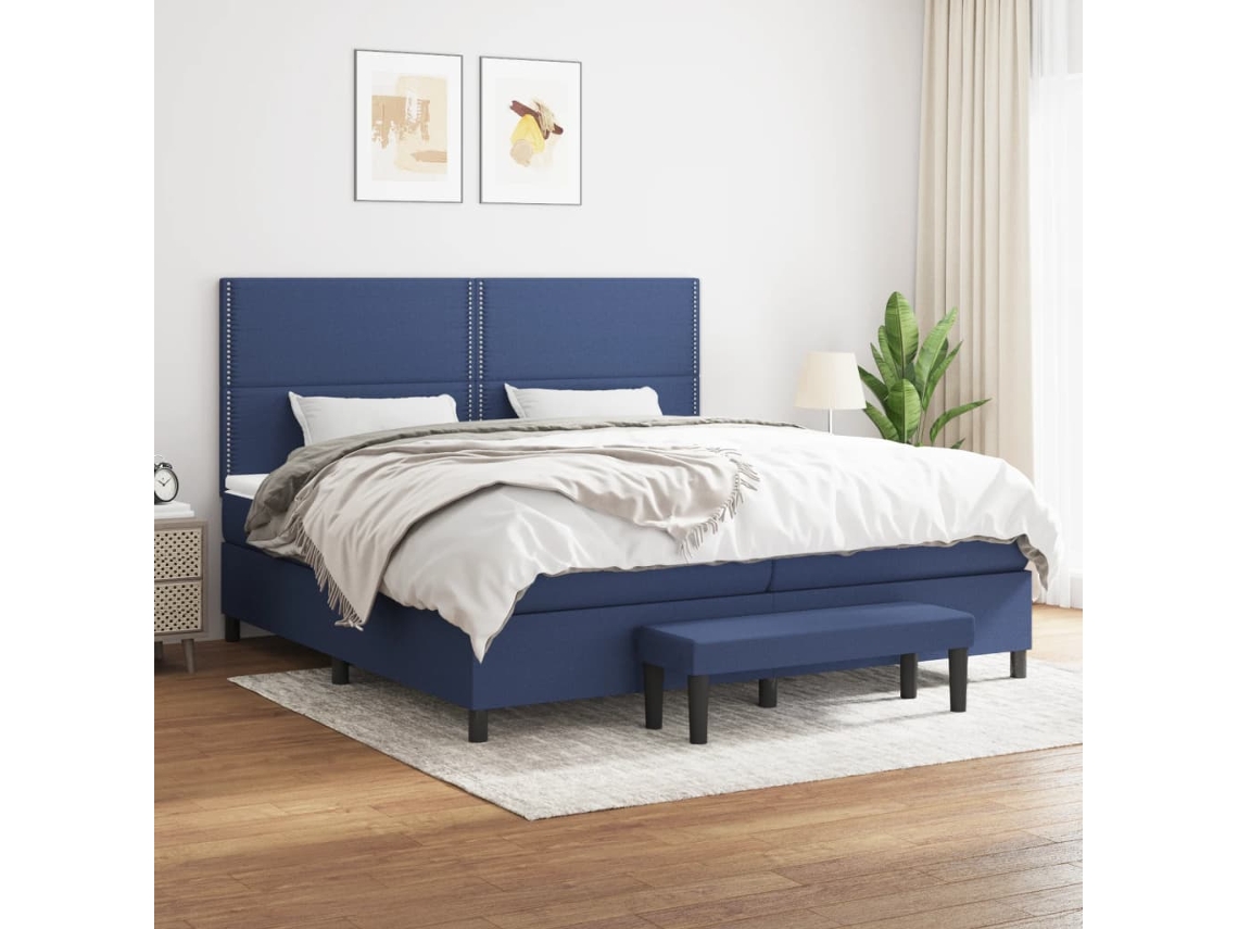 Cama box spring VIDAXL Azul Tecido (200x200 cm)