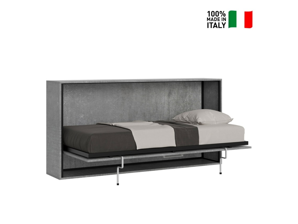 Cama dobrável horizontal cinza com colchão 85x185cm Kando MCM