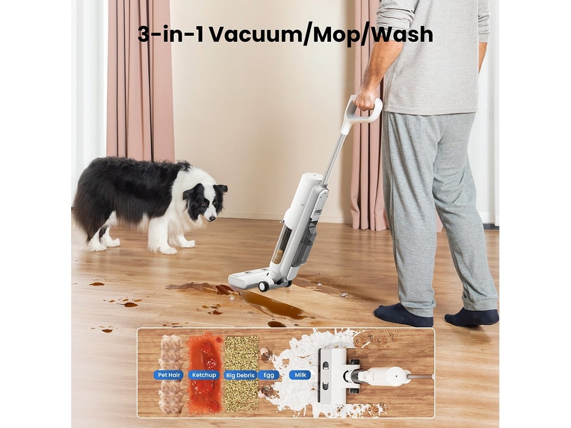 Aspirador e Esfregona Sem Fios F10 Pro 30Min de Tempo de Funcionamento Auto-Limpante com Limpeza Total das Bordas Depósitos de Água Duplos PROSCENIC