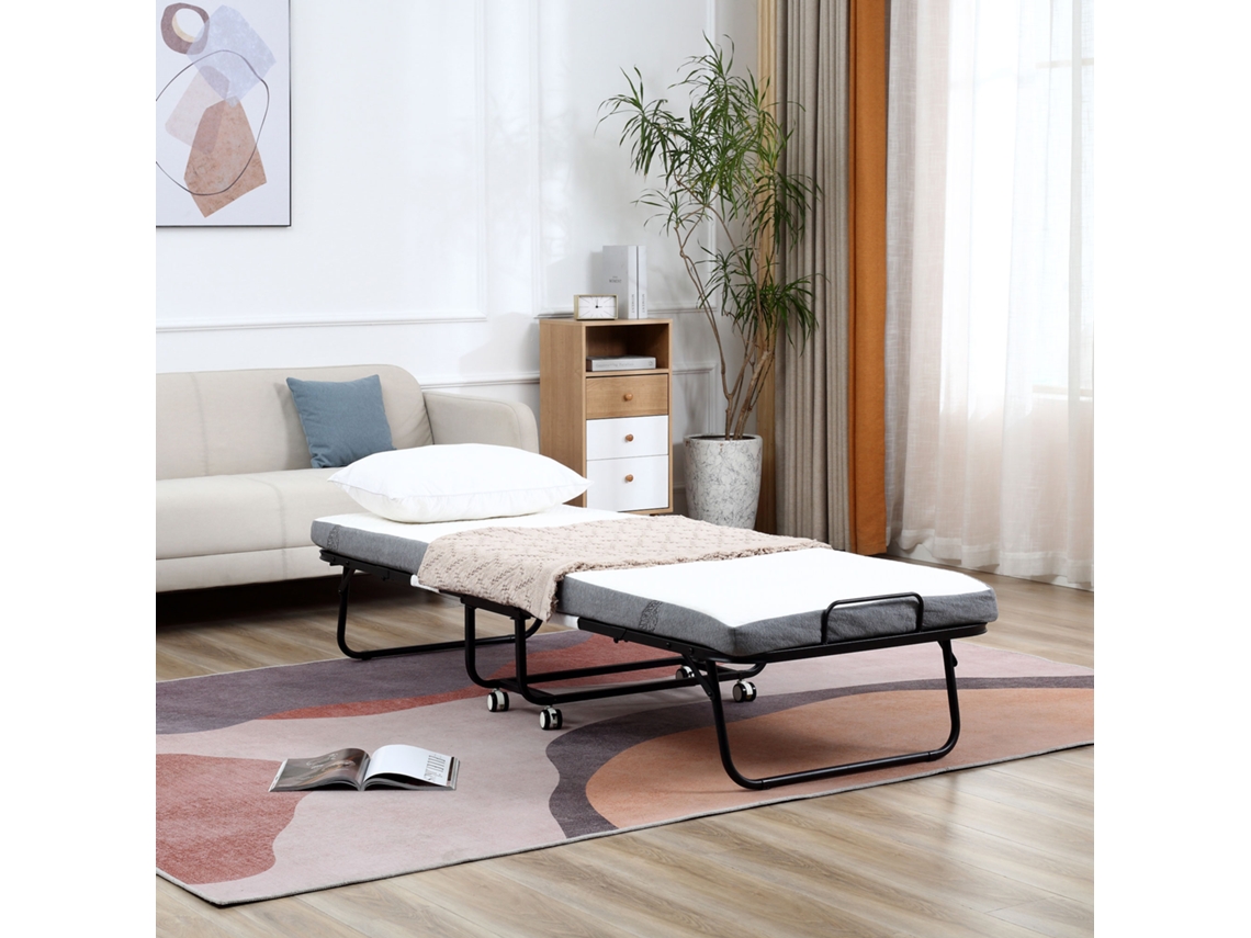 Cama Dobrável Aço, Espuma e Poliéster cor Blanco 200x75x42,5cm HOMCOM