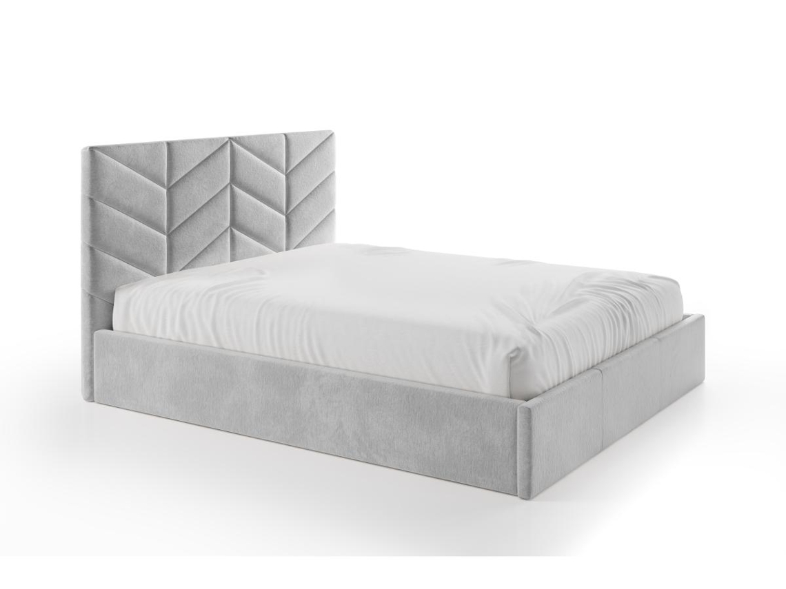 Cama Com Colchão E Estrado Cofre Justani Vente-unique Cinzento (160x200)