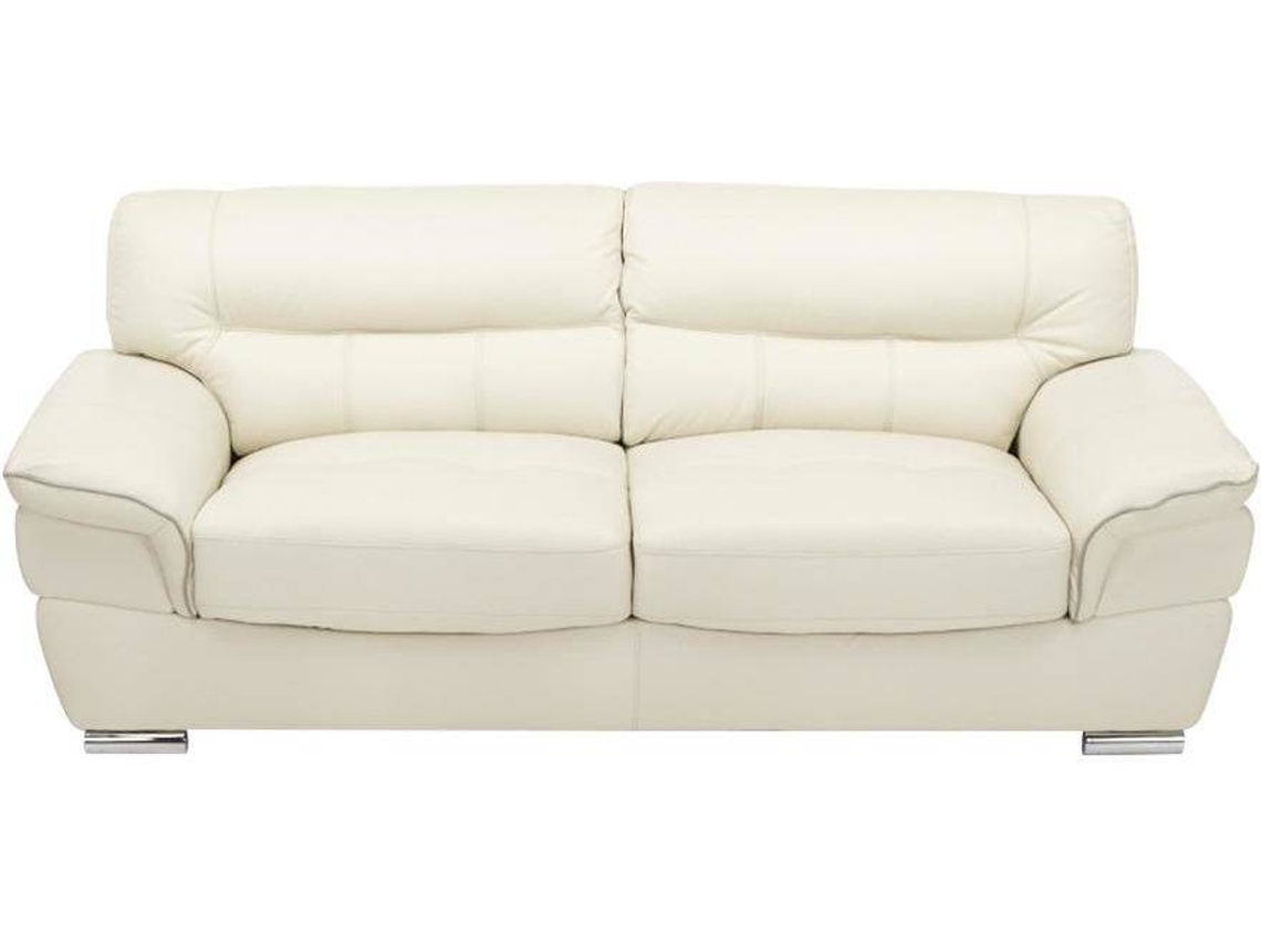 Sofá Fixo Thibault VENTE-UNIQUE (Marfim - Pele - 210x93x87 cm)