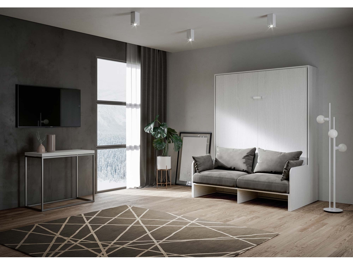 Cama Abatível 160 Vertical Sofà ITAMOBY Kentaro Sofà (174 x 105 x 210 cm - Painéis em Melamina - Freixo Branco)