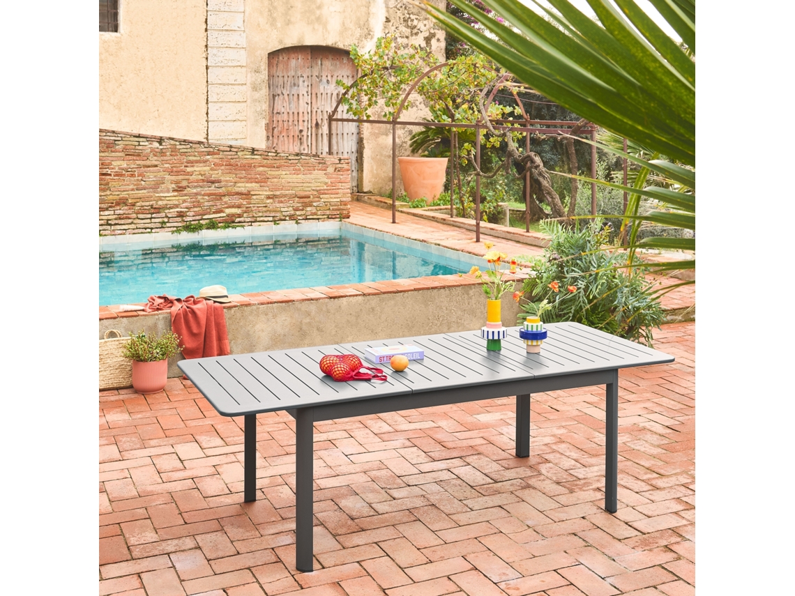 Mesa de jardim extensível em alumínio, 8 lugares, Antracite SWEEEK
