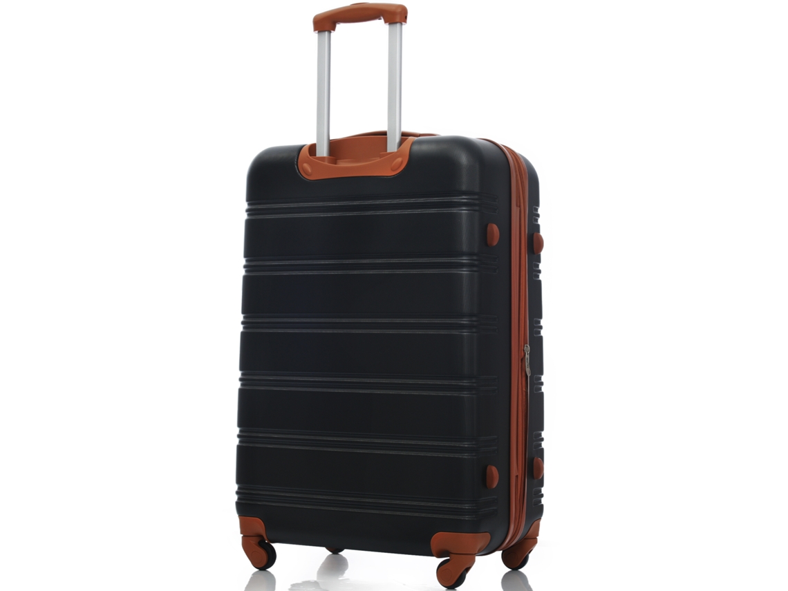 Mala Rígida, 4 Rodas, Material Abs, Preto E Marrom Haochrymec (77x50x31 Cm)