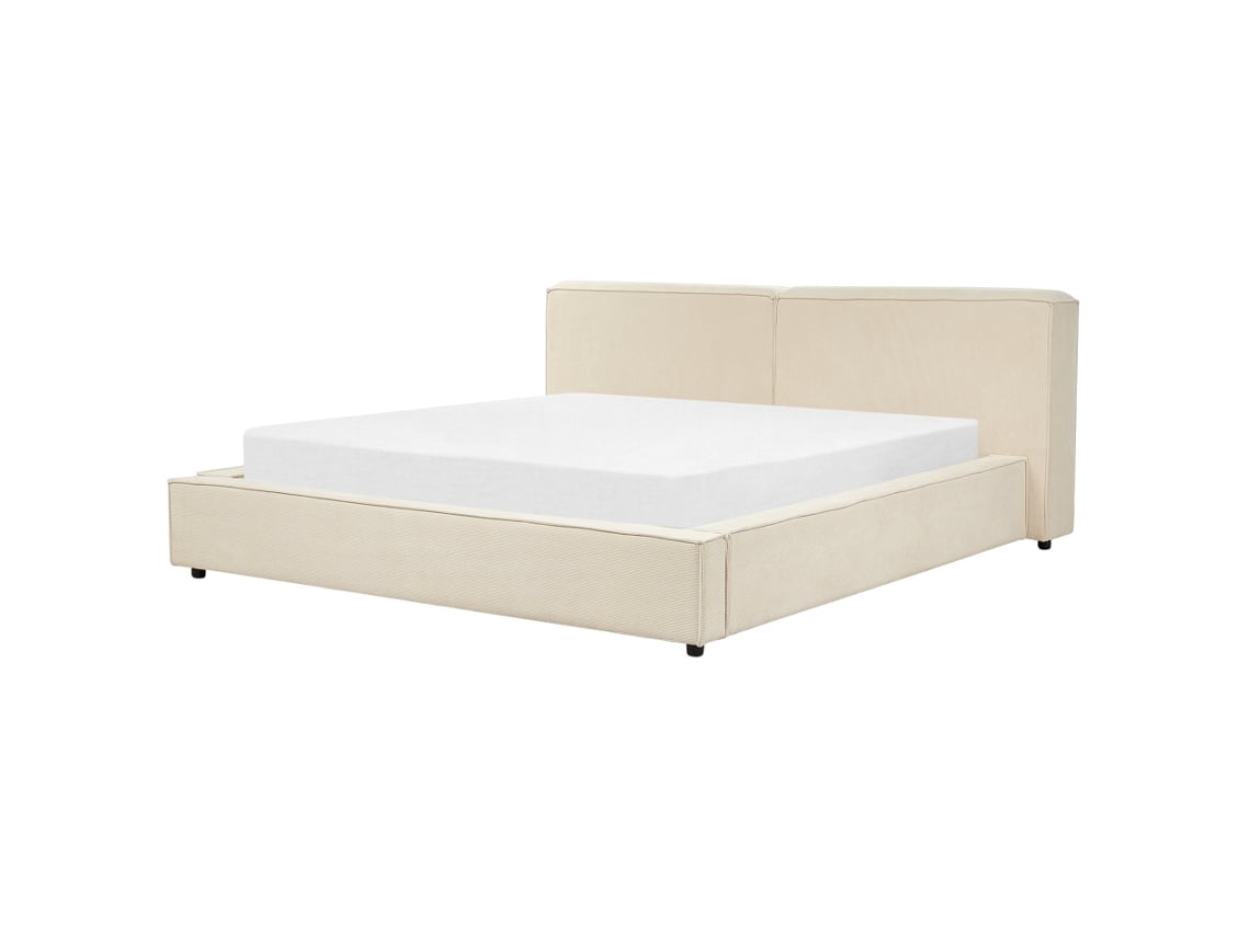 Cama de casal BELIANI Linards de Bombazine Creme 190x242x88