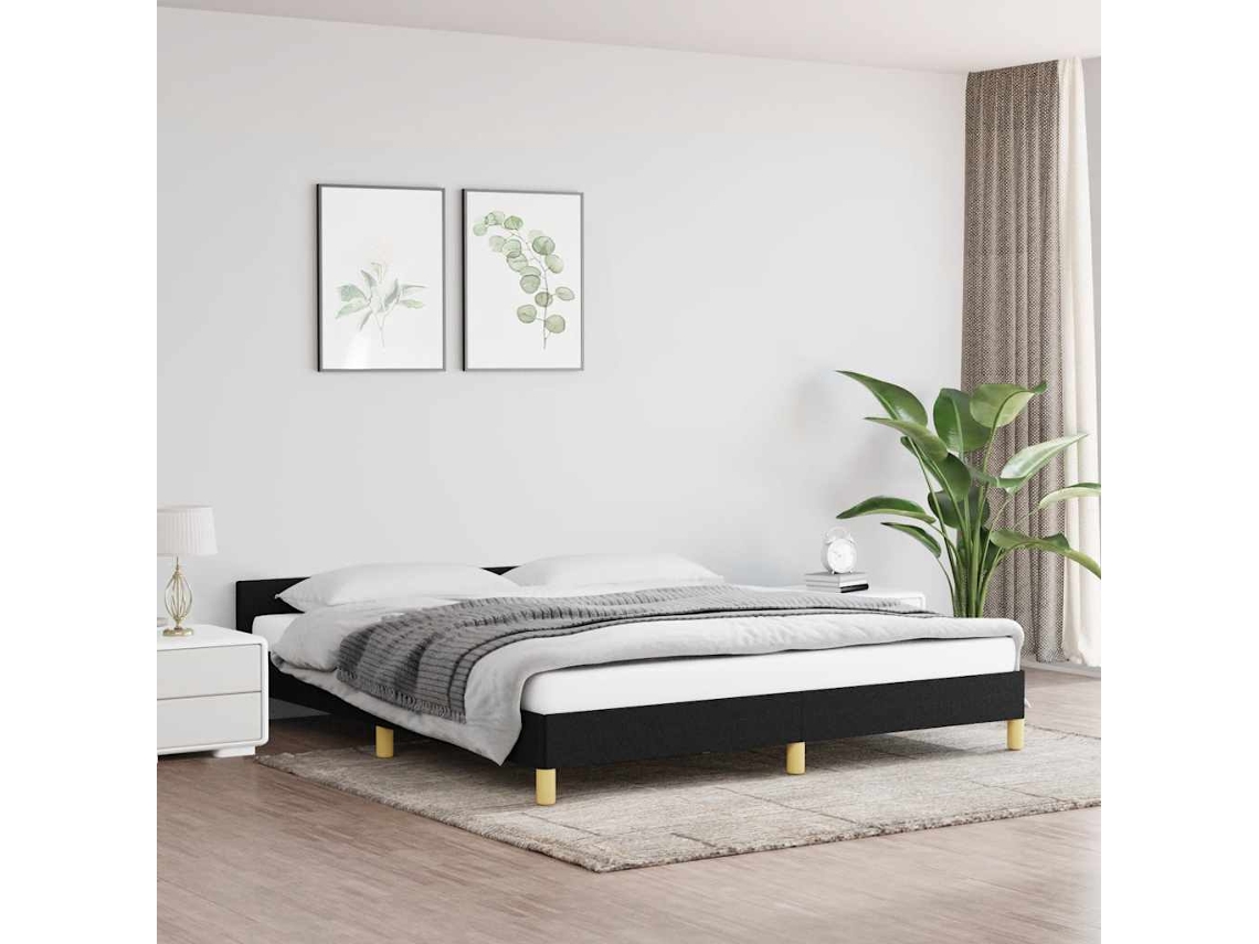 vidaXL Estrutura de cama 180x200 cm tecido preto