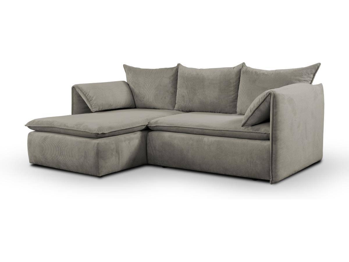 Sofá Cama Teodora PASCAL MORABITO (Taupe - Tecido e Veludo - 230x166x91 cm/Dimensões da cama: 120 – 139 cm)