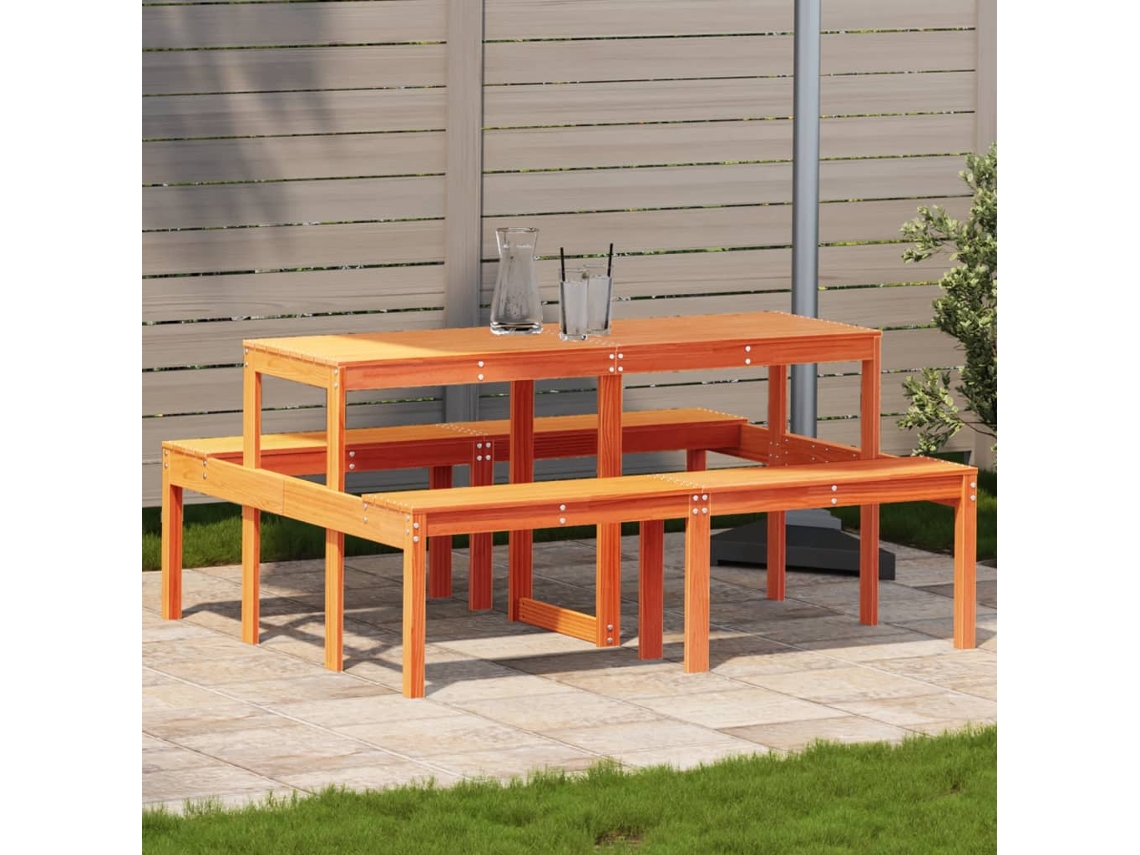 Mesa de Piquenique VIDAXL Pinho Maciço Castanho-Mel 160 X 134 X 75 Cm