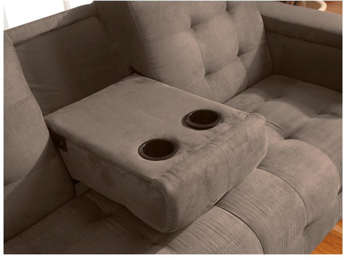 Sofá Cama Devonshire VENTE-UNIQUE (Castanho - Tecido e Veludo - 218x94x88 cm/Dimensões da cama: 100-119 cm)