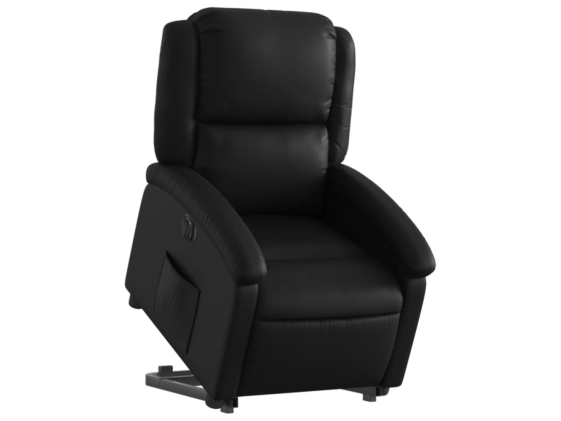 Poltrona reclinável elevatória elétrica couro artificial preto
