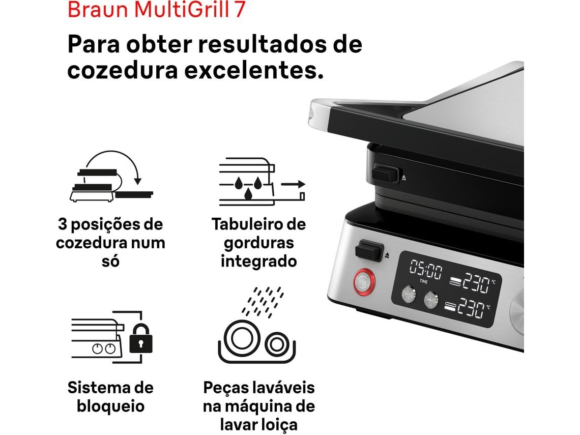 Grelhador de Contacto BRAUN Multigrill 7 CG7040 (2000 W - Inox)