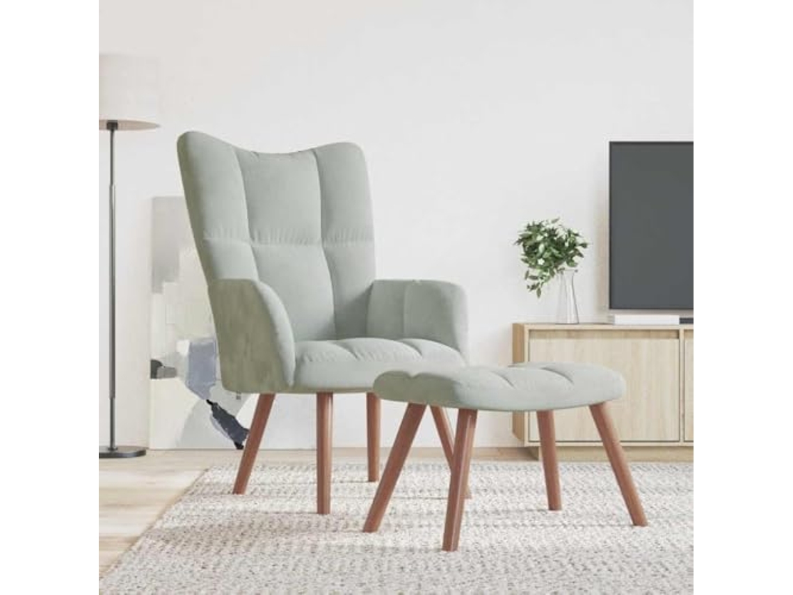 Cadeira de descanso VIDAXL Cinzeto Veludo (61.5x69x95.5 cm)