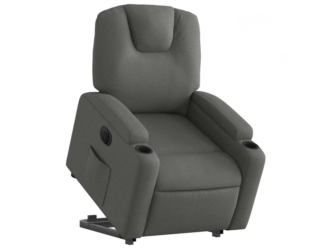 Poltrona reclinável elevatória elétrica tecido cinzento-escuro