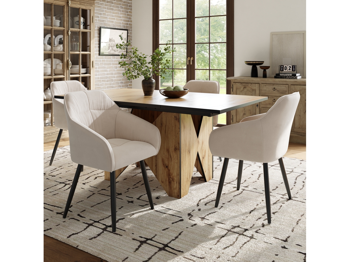 Mesa De Jantar Moderna De Madeira Marrom Para 4 A 6 Pessoas,não Removível,ideal Para Cozinha E Sala,138,5x80x75cm Echo