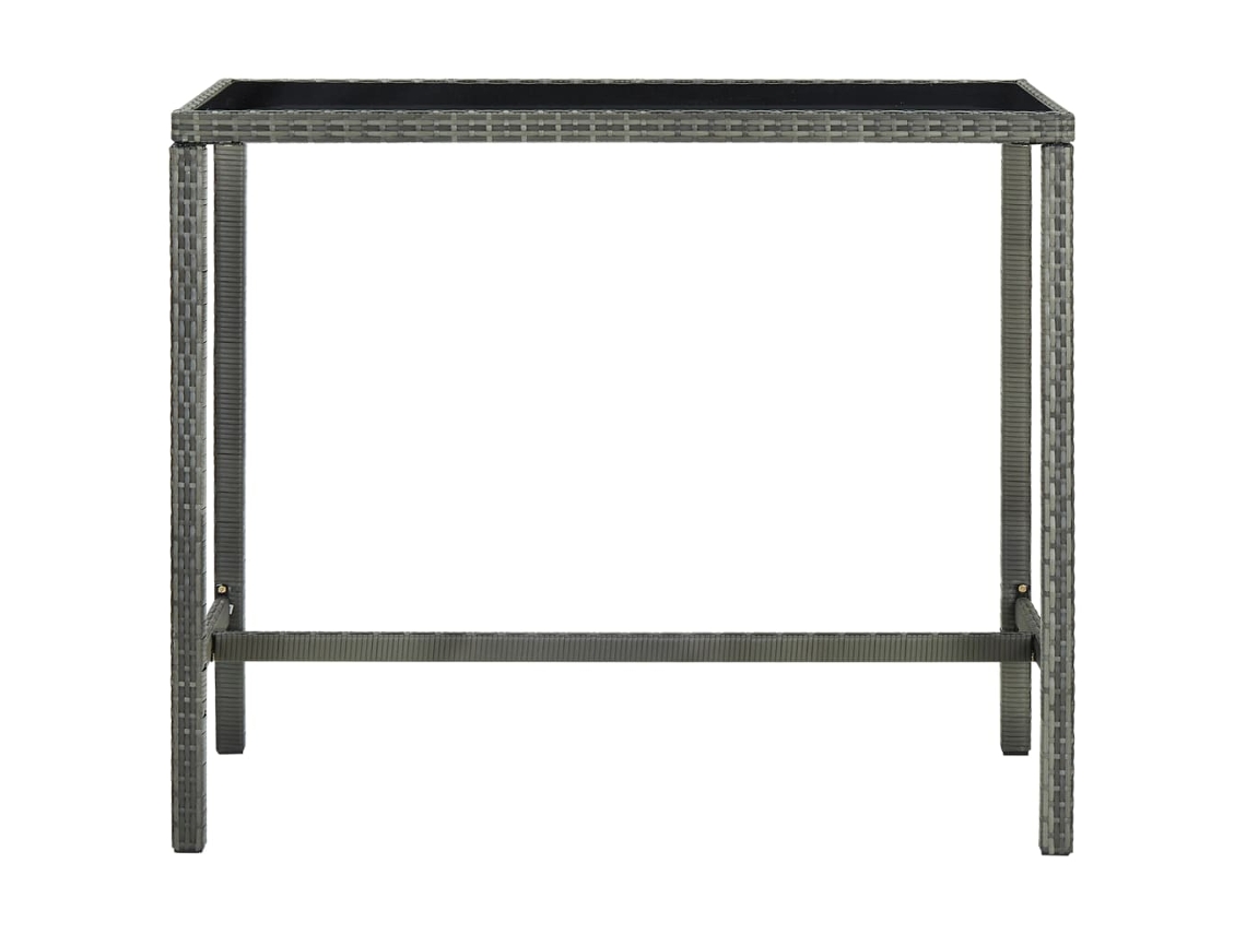 Mesa De Bar Jardim 130x60x110cm Vidro Vime Pe Cinzento Preto