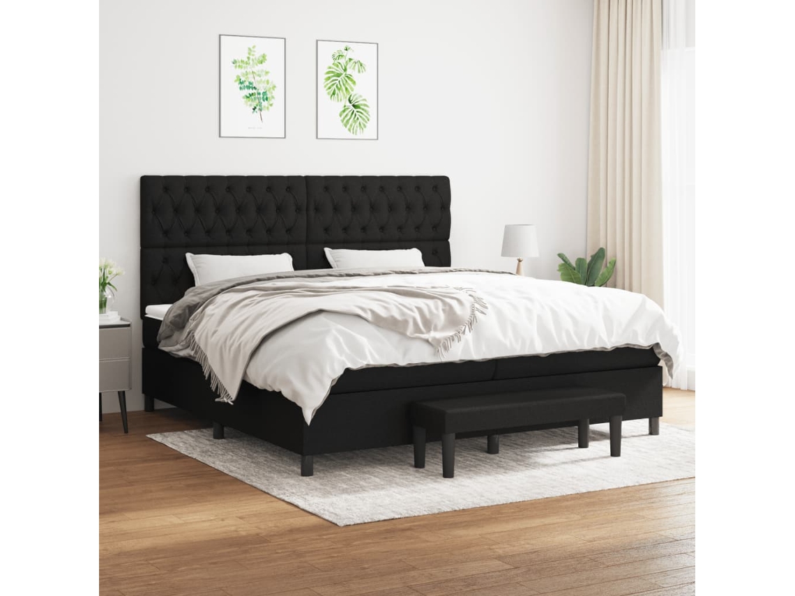 Cama Box Spring VIDAXL (Preto - Tecido - 203 x 200 x 128 cm)