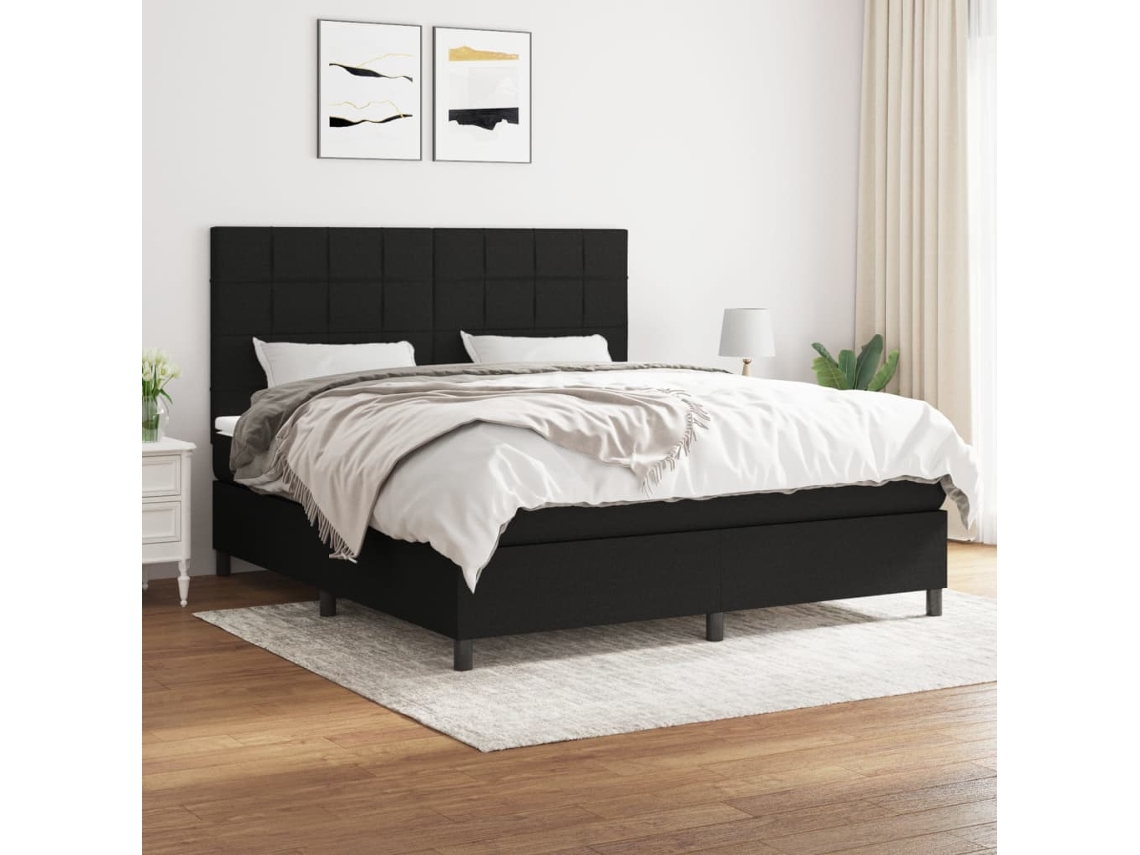 Cama Box Spring VIDAXL (Preto - Tecido - 203 x 180 x 128 cm)