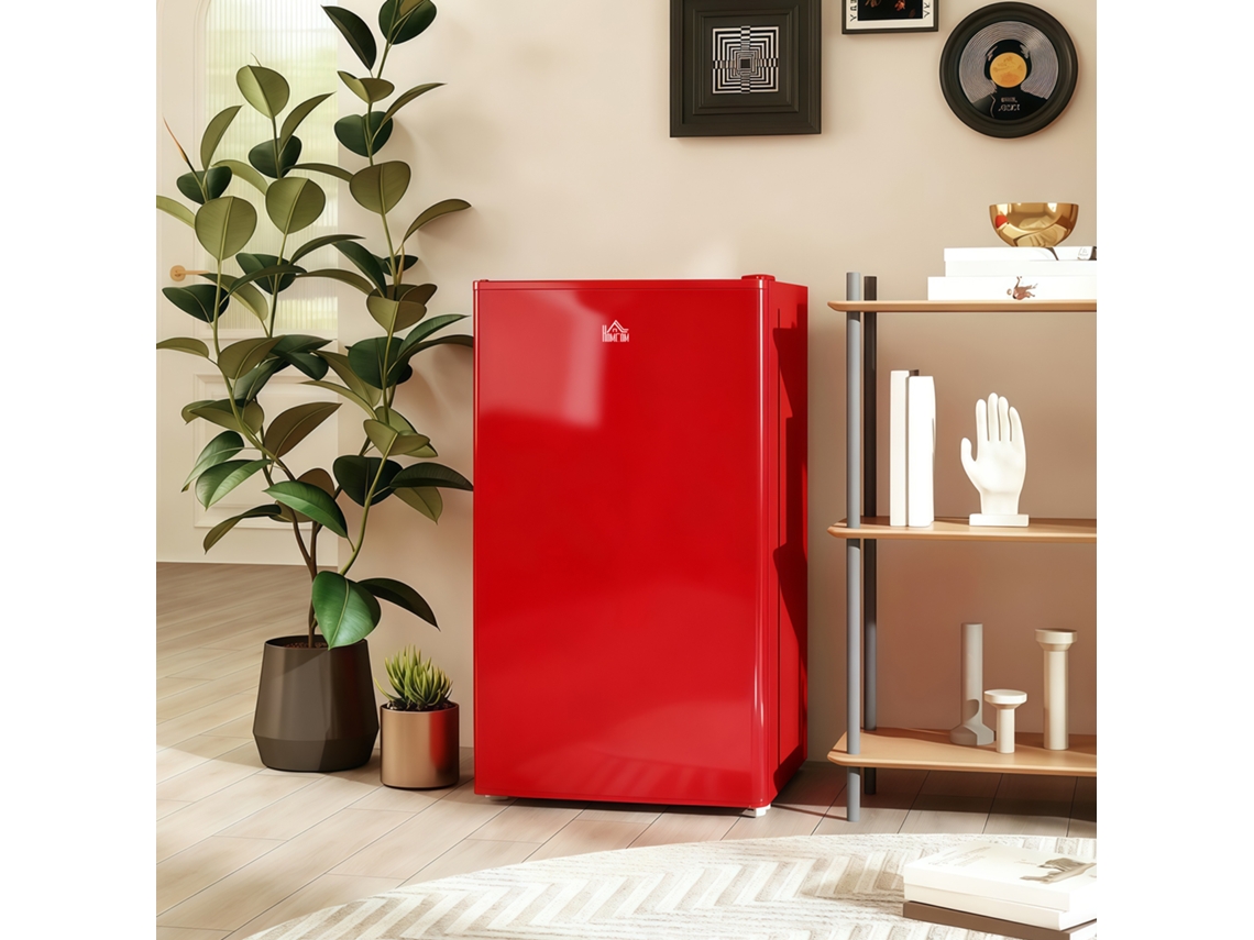 Mini Geladeira 91l Metal E Plástico Cor Rojo 47,5x44,2x84 Cm Homcom