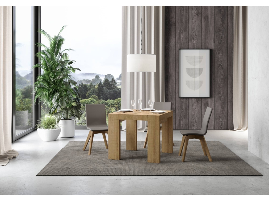 Mesa de Jantar Extensível 90X90/246 Cm Roxell Premium Carvalho Natural ITAMOBY