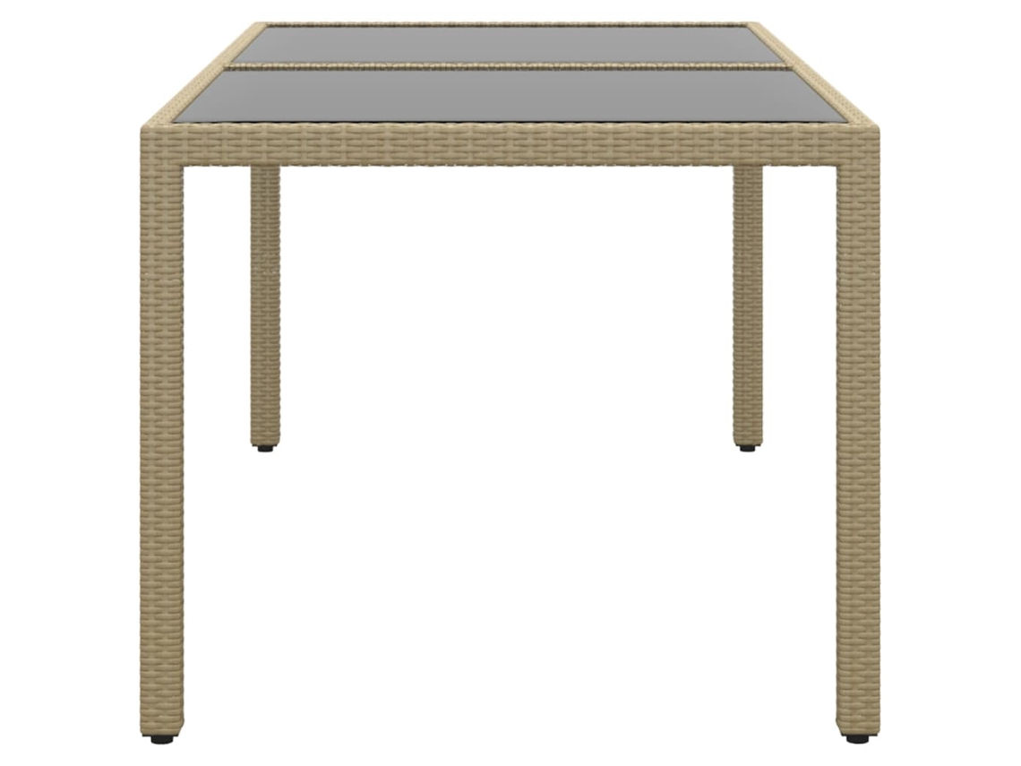Mesa de Jardim LOVELY HOME Jantar Vidro Temperado e Vime Pe Bege (150 x 90 x 75 cm)