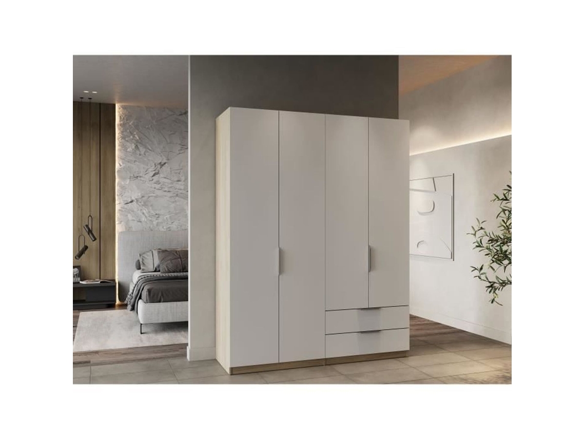 Armário Kronberg Carvalho e Branco Mate - 4 Portas 2 Gavetas - 157,3 x 51,1 x 203 cm DEMEYERE