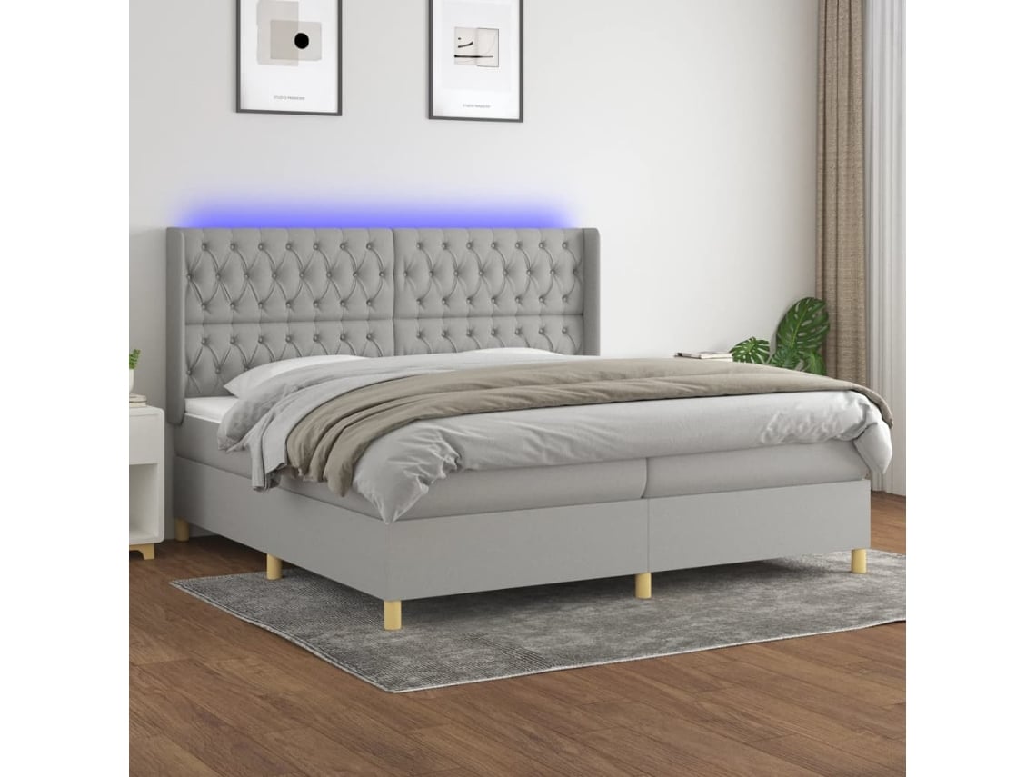 Cama box spring VIDAXL Cinzeto Tecido (200x200 cm)
