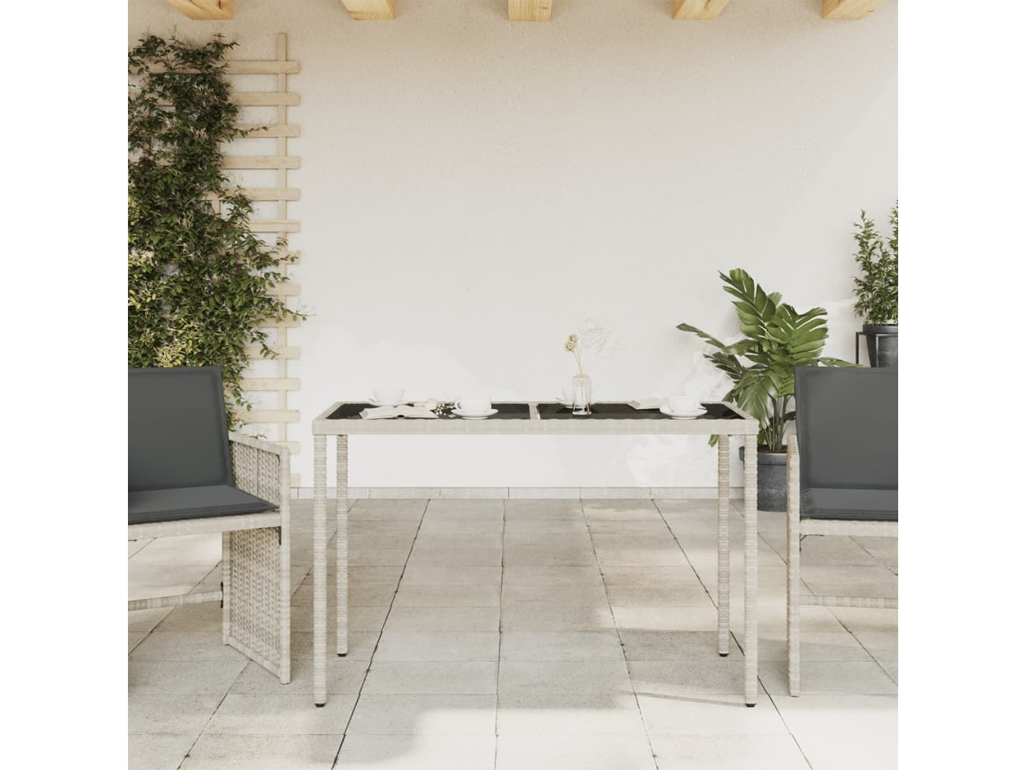 Mesa Jardim Vidaxl Tampo Vidro 115x54x74 Cm Vime Pe Cinza Claro