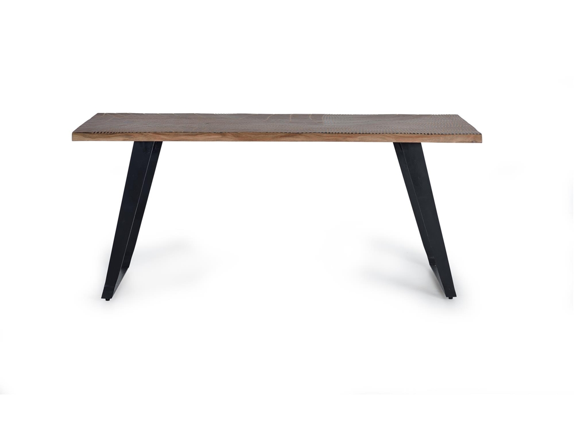 Mesa de jantar em madeira de acácia natural com pernas de metal preto Marrão GINER Y COLOMER 78x90x180