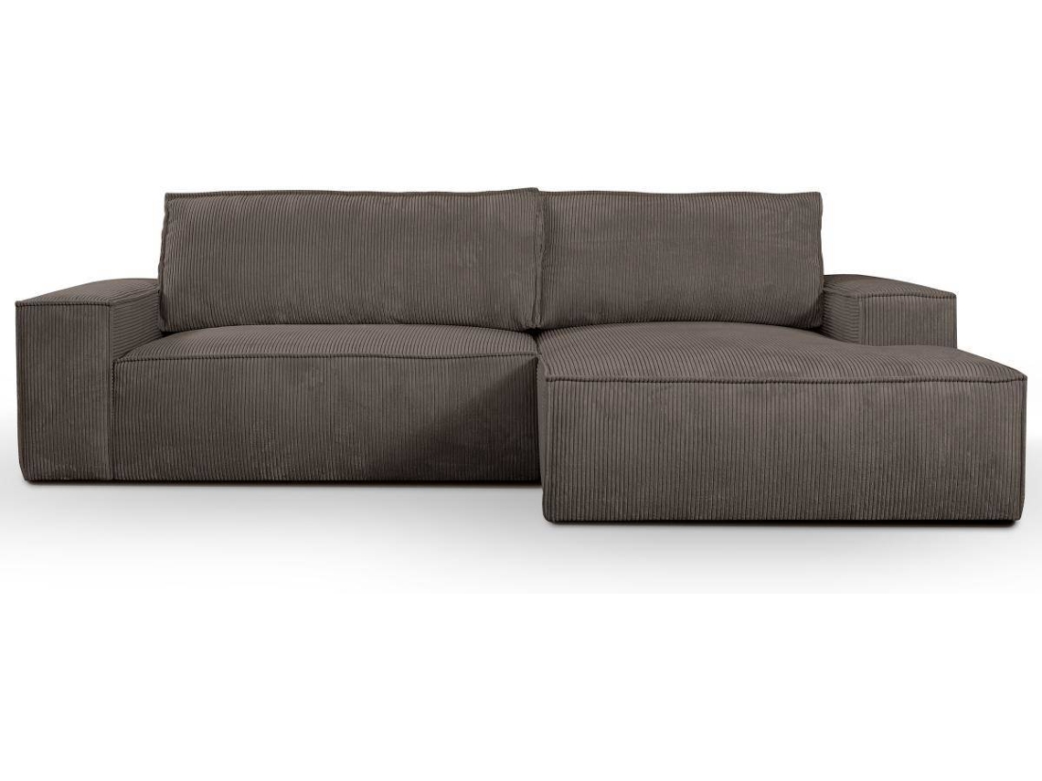 Sofá Cama Amelia VENTE-UNIQUE (Castanho - Tecido e Veludo - 267x167x85 cm/Dimensões da cama: 120 – 139 cm)