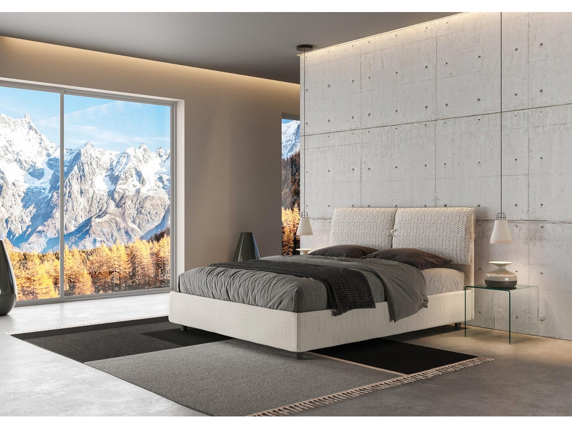 Cama de Casal Queen Size Sem Estrado Estofada MadosITYHOME (160 x 190 cm - Painéis de Melamina e tecido)