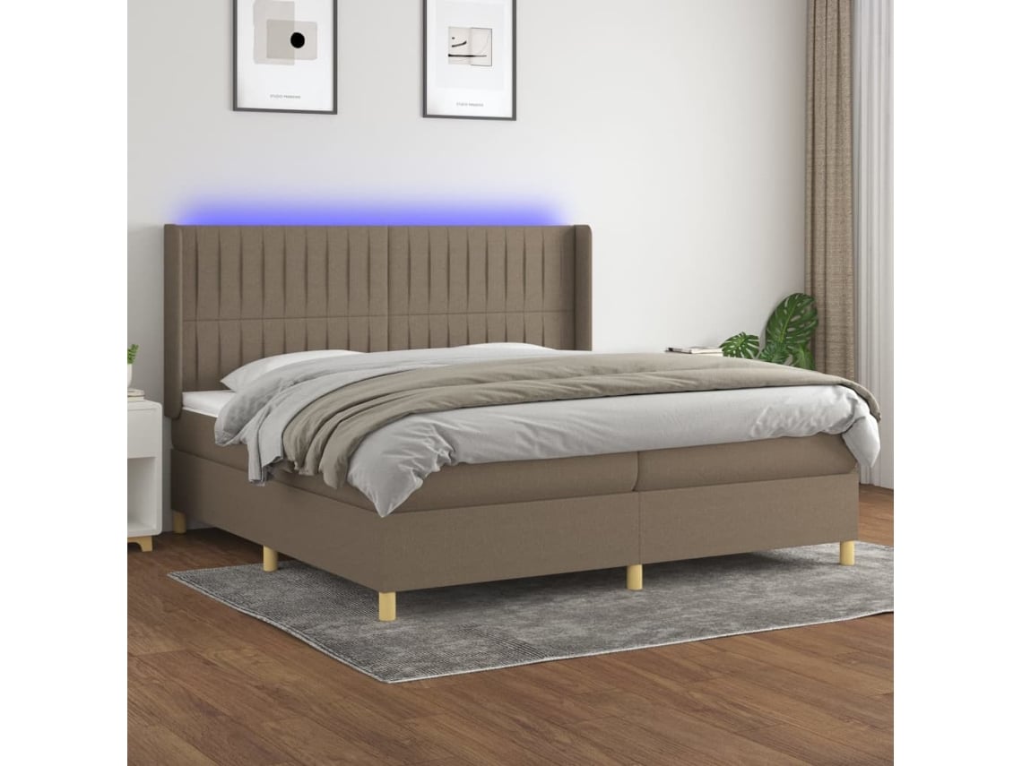 Cama box spring VIDAXL Cinzento-acastanhado Tecido (200x200 cm)