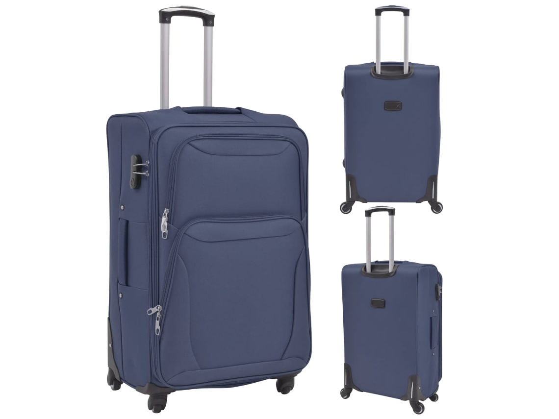 Conjunto 3 Malas VIDAXL Flexível Azul Marinho (45 x 35 x 73 cm - 115 Kg)