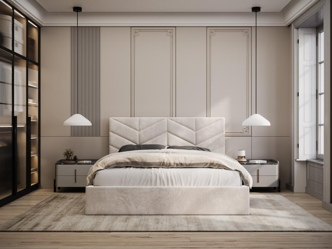 Estrado Cofre Justani Sem VENTE-UNIQUE Bege (180x200cm)