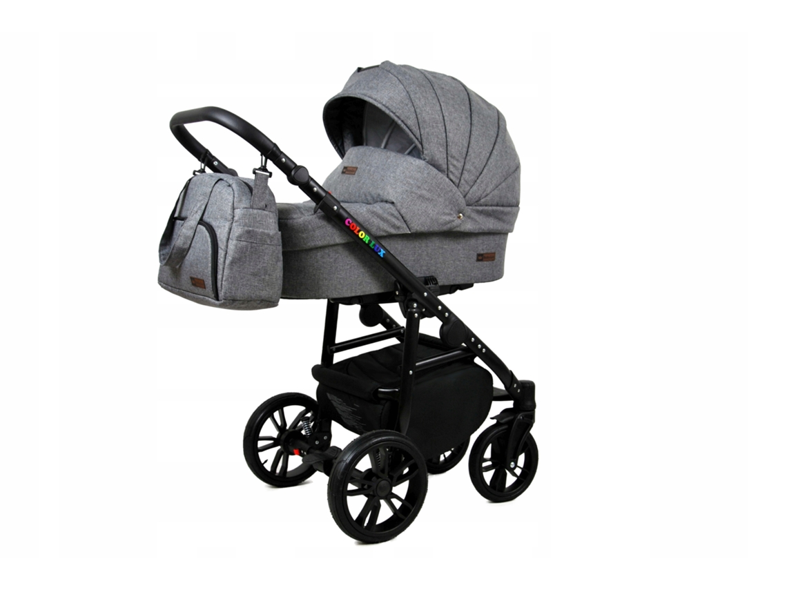 Carrinho de Bebé Multifuncional BABYLUX CLASSIC GOLD 4 Em 1 -Grey Flex BLACK FRAME - Ajustável e dobrável Construção leve em alumínio - Acessórios