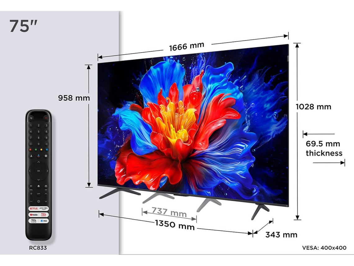 TV TCL QLED 75P8K (QLED - 75