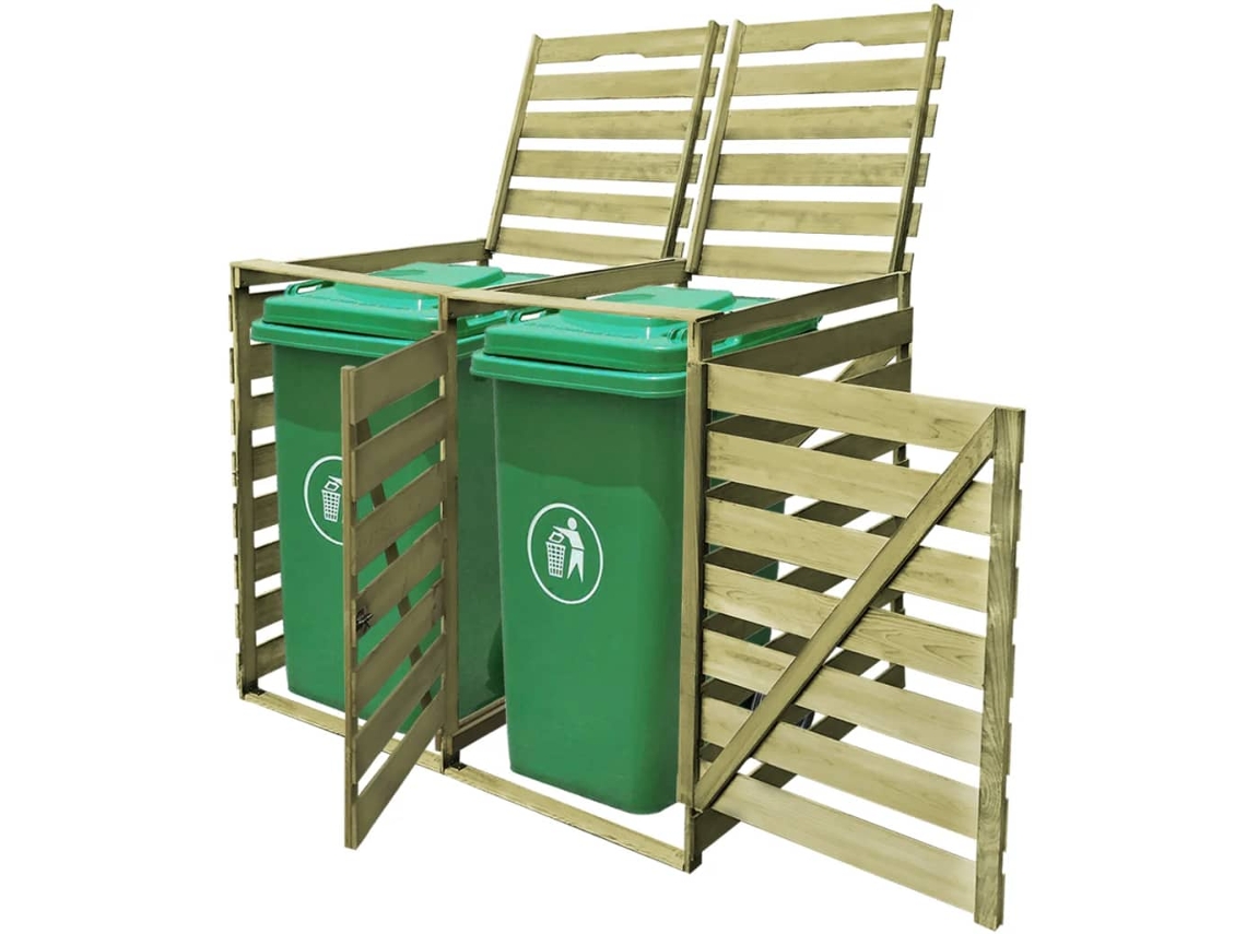 Abrigo para Caixotes do Lixo VIDAXL Unidade Verde Madeira (142x92x120 cm)