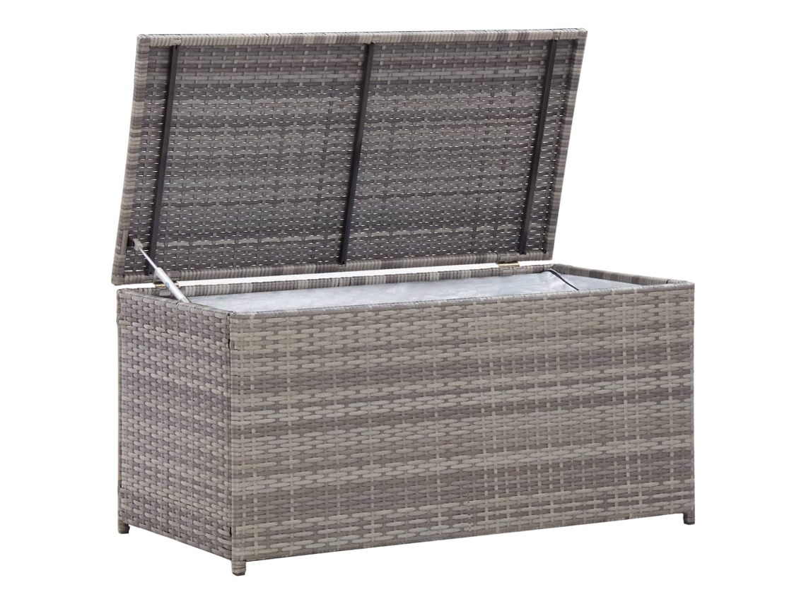 Baú de Armazenamento VIDAXL Cinzento Rattan e Vime (100x50x50 cm)
