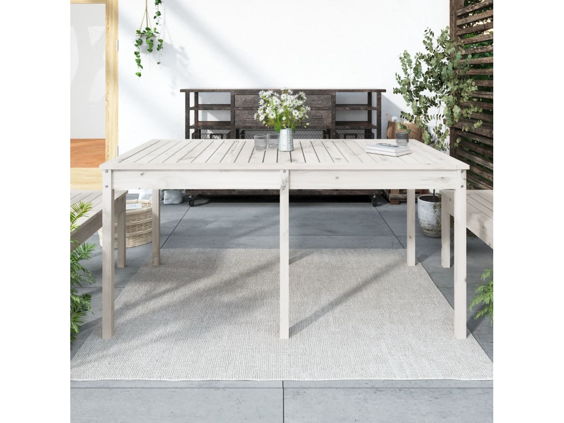 Mesa de jardim VIDAXL Branco Madeira de pinho (159,5x82,5x76 cm)
