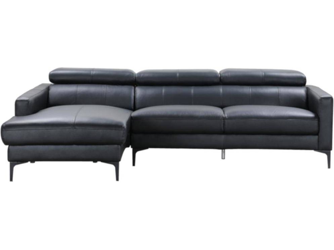 Sofá Fixo Florence VENTE-UNIQUE (Preto - Pele - 253x173x92 cm)